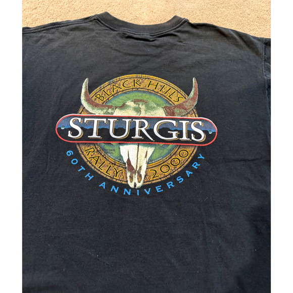 Vtg The First Sturgis Rally The Millennium 2000 Black Hills Mens Black Tee Sz XL - Picture 2 of 5